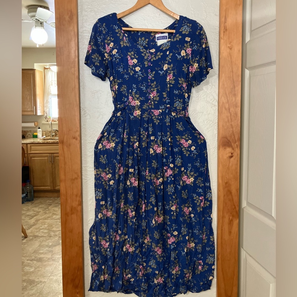Chic Blue Erika & Co Floral Midi Dress